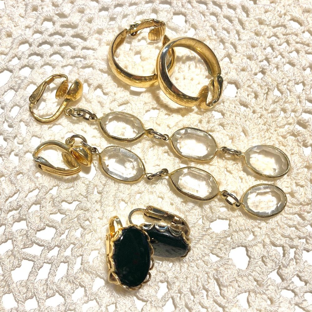 Trio of Goldtone Clip Earrings